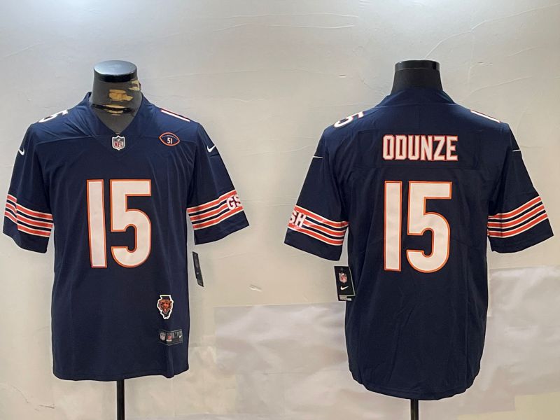 Men Chicago Bears #15 Odunze Blue 2024 Nike Limited NFL Jersey style 1